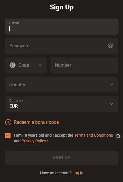 Registratie-instructies bij Slotlair Casino